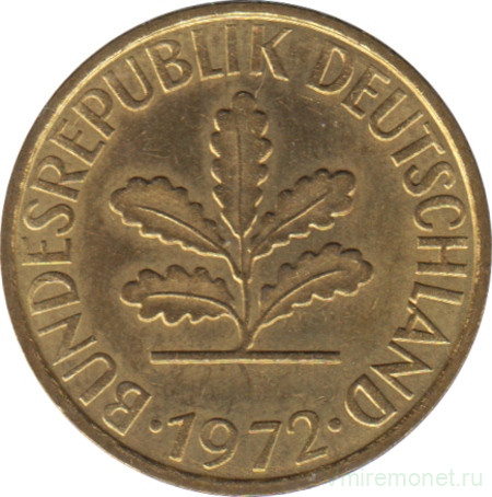 Монета. ФРГ. 5 пфеннигов 1972 год. Монетный двор - Гамбург (J).
