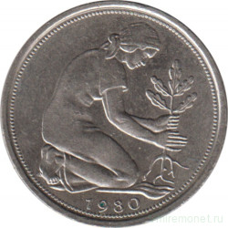 Монета. ФРГ. 50 пфеннигов 1980 год. Монетный двор - Гамбург (J).