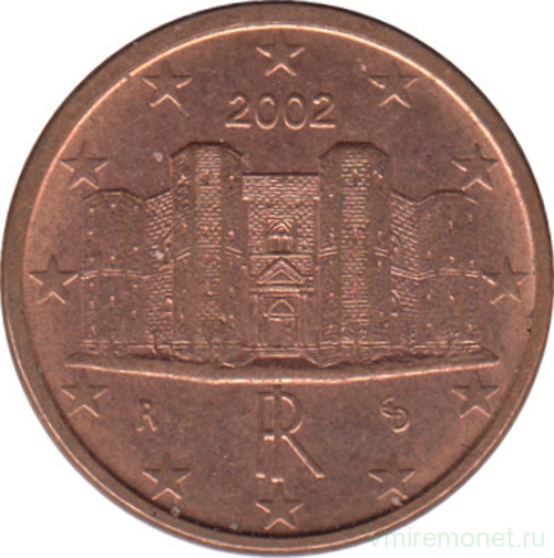 Монета. Италия. 1 цент 2002 год.