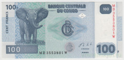Банкнота. Конго. 100 франков 2013 год.