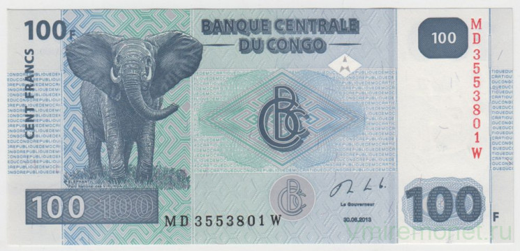 Банкнота. Конго. 100 франков 2013 год.