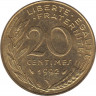  Монета. Франция. 20 сантимов 1992 год. ав.