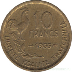 Монета. Франция. 10 франков 1955 год. Монетный двор - Париж.
