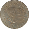 Монета. Филиппины. 5 песо 1998 год. Без отметки монетного двора. ав.