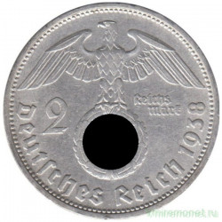 Монета. Германия. Третий Рейх. 2 рейхсмарки 1938 год. Монетный двор - Мюнхен (D).