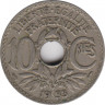 Монета. Франция. 10 сантимов 1933 год. ав.