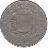 Монета. Доминиканская республика. 1/2 песо 1983 год.