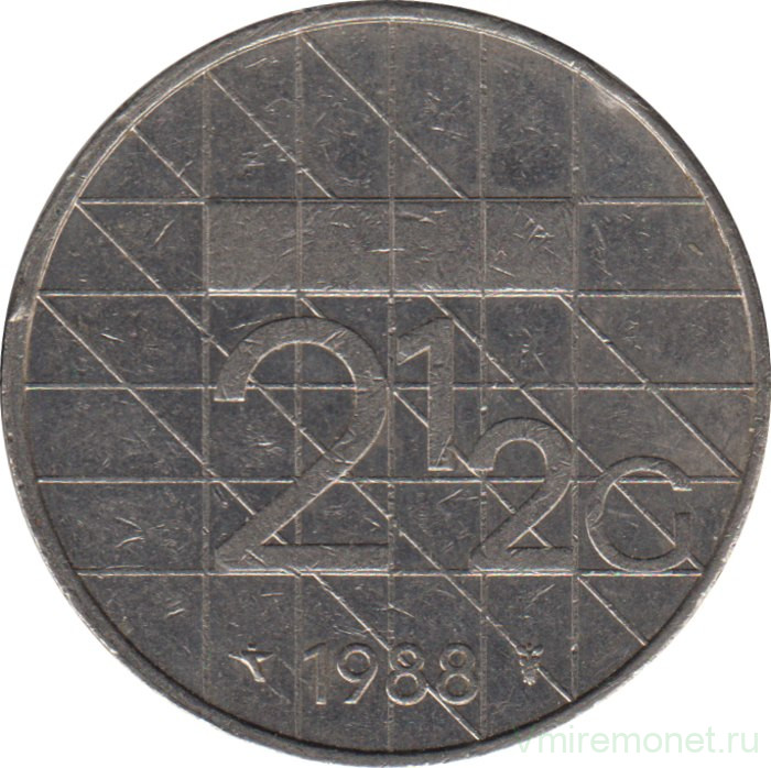 Монета. Нидерланды. 2,5 гульдена 1988 год.