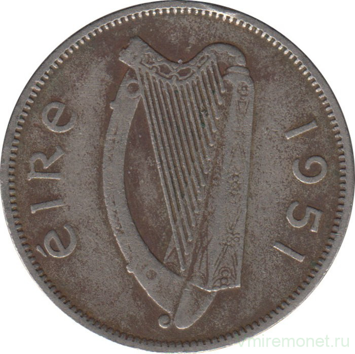 Монета. Ирландия. 2 шиллинга (флорин) 1951 год.