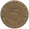 Монета. Германия. Третий Рейх. 5 рейхспфеннигов 1938 год. Монетный двор - Штутгарт (F).
