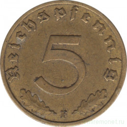 Монета. Германия. Третий Рейх. 5 рейхспфеннигов 1938 год. Монетный двор - Штутгарт (F).