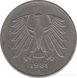 Монета. ФРГ. 5 марок 1981 год. Монетный двор - Штутгарт (F).
