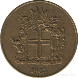 Монета. Исландия. 2 кроны 1963 год.