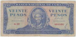 Банкнота. Куба. 20 песо 1964 год. Тип 97b.
