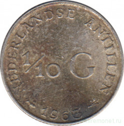 Монета. Нидерландские Антильские острова. 1/10 гульдена 1963 год.