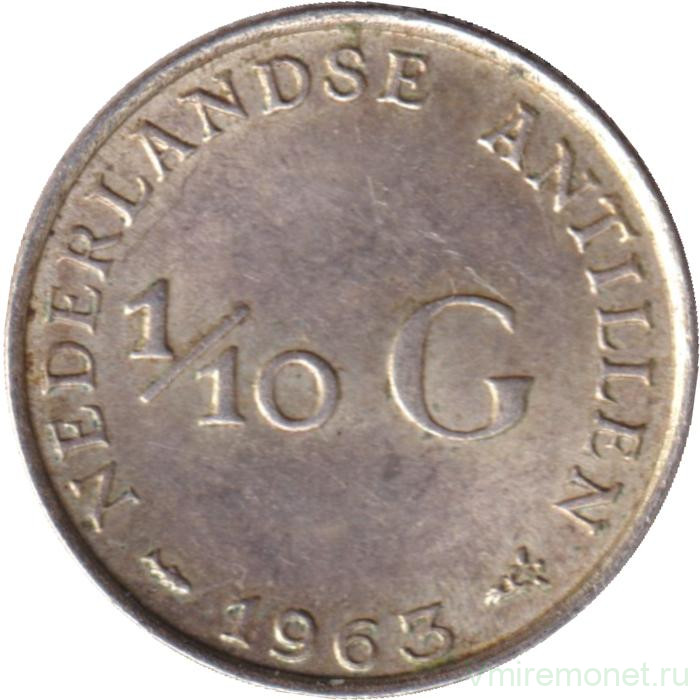 Монета. Нидерландские Антильские острова. 1/10 гульдена 1963 год.