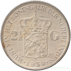 Монета. Нидерланды. 2,5 гульдена 1939 год.