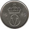  Монета. Норвегия. 10 эре 1989 год. ав.