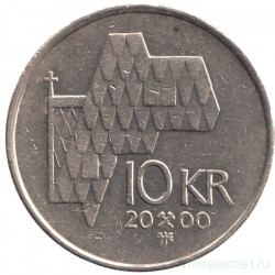 Монета. Норвегия. 10 крон 2000 год.