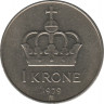  Монета. Норвегия. 1 крона 1979 год. ав.