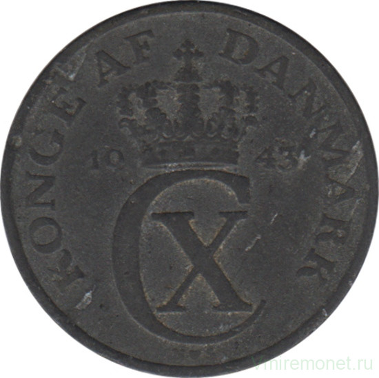 Монета. Дания. 2 эре 1943 год.