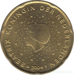 Монета. Нидерланды. 20 центов 2004 год.