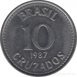 Монета. Бразилия. 10 крузадо 1987 год. 