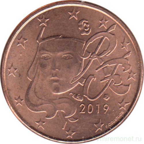 Монета. Франция. 1 цент 2019 год.
