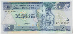 Банкнота. Эфиопия. 5 бырр 2013 год.