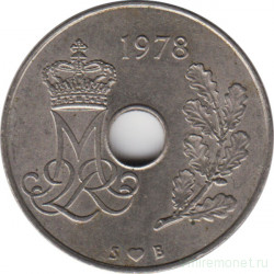 Монета. Дания. 25 эре 1978 год.
