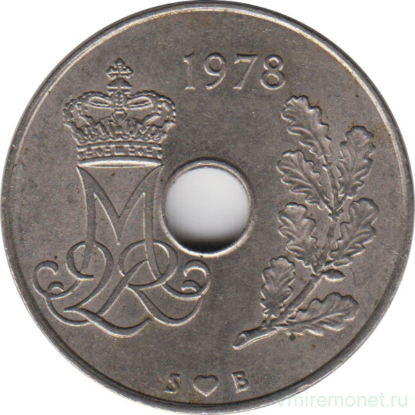 Монета. Дания. 25 эре 1978 год.