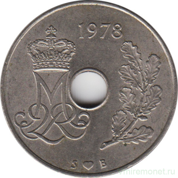 Монета. Дания. 25 эре 1978 год.