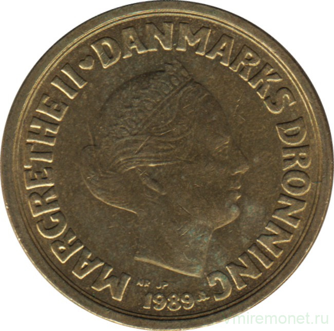 Монета. Дания. 10 крон 1989 год.
