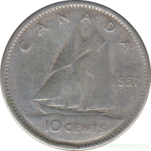 Монета. Канада. 10 центов 1957 год.