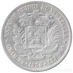 Монета. Венесуэла. 5 боливаров 1936 год.