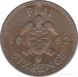 Монета. Фиджи. 6 пенсов 1962 год.