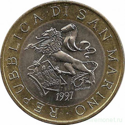 Монета. Сан-Марино. 1000 лир 1997 год. Геральдический лев.