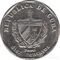 Монета. Куба. 10 сентаво 2000 год (конвертируемый песо).
