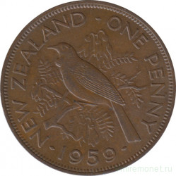 Монета. Новая Зеландия. 1 пенни 1959 год.