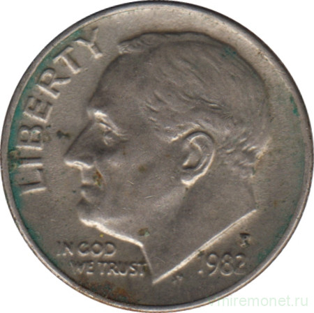 Монета. США. 10 центов 1982 год. Монетный двор P.