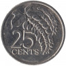 Монета. Тринидад и Тобаго. 25 центов 2016 год.  