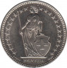 Реверс. Монета. Швейцария. 2 франка 1982 год.