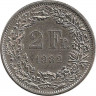 Аверс. Монета. Швейцария. 2 франка 1982 год.