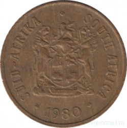 Монета. Южно-Африканская республика (ЮАР). 1 цент 1980 год.
