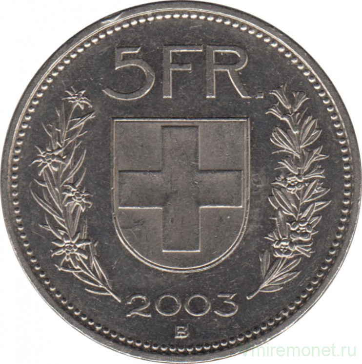 Монета. Швейцария. 5 франков 2003 год.