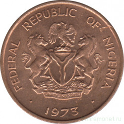 Монета. Нигерия. 1/2 кобо 1973 год.