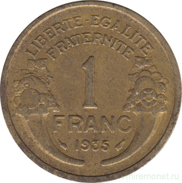 Монета. Франция. 1 франк 1935 год.