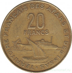 Монета. Французские Афар и Исса. 20 франков 1975 год.