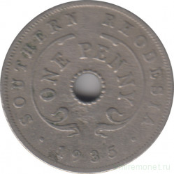 Монета. Южная Родезия. 1 пенни 1935 год.