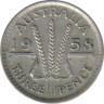 Монета. Австралия. 3 пенса 1958 год. ав.